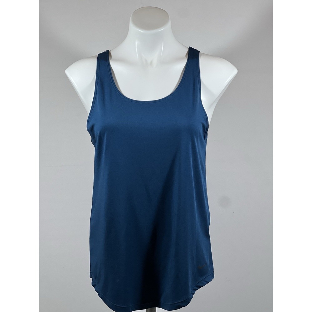 Nike Dri-FIT Tank Top Womens M Blue Racerback T-Strap Loose Run Workout